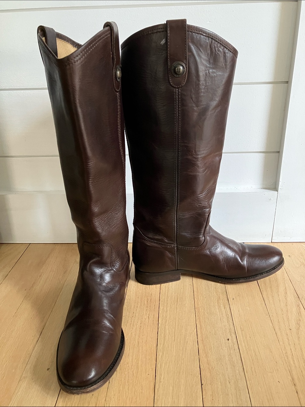 Frye Melissa Equestrian tall brown leather boots 8 1/2 - Picture 2 of 11